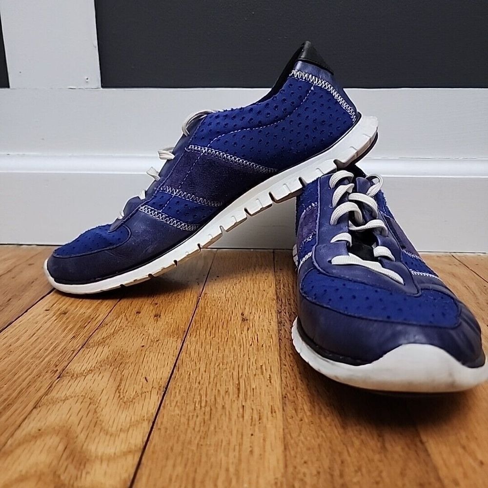 Cole Haan Zerogrand Womens 10B Navy Blue Purple Perforated Sneakers Grand OS